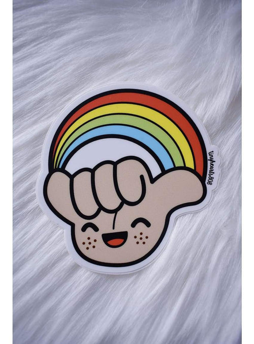 Tiny Hearts Gift Rainbow Shaka Sticker Rainbow Shaka | Vinyl Sticker | Tiny Hearts at rightfirmrightnow rightfirmrightnow